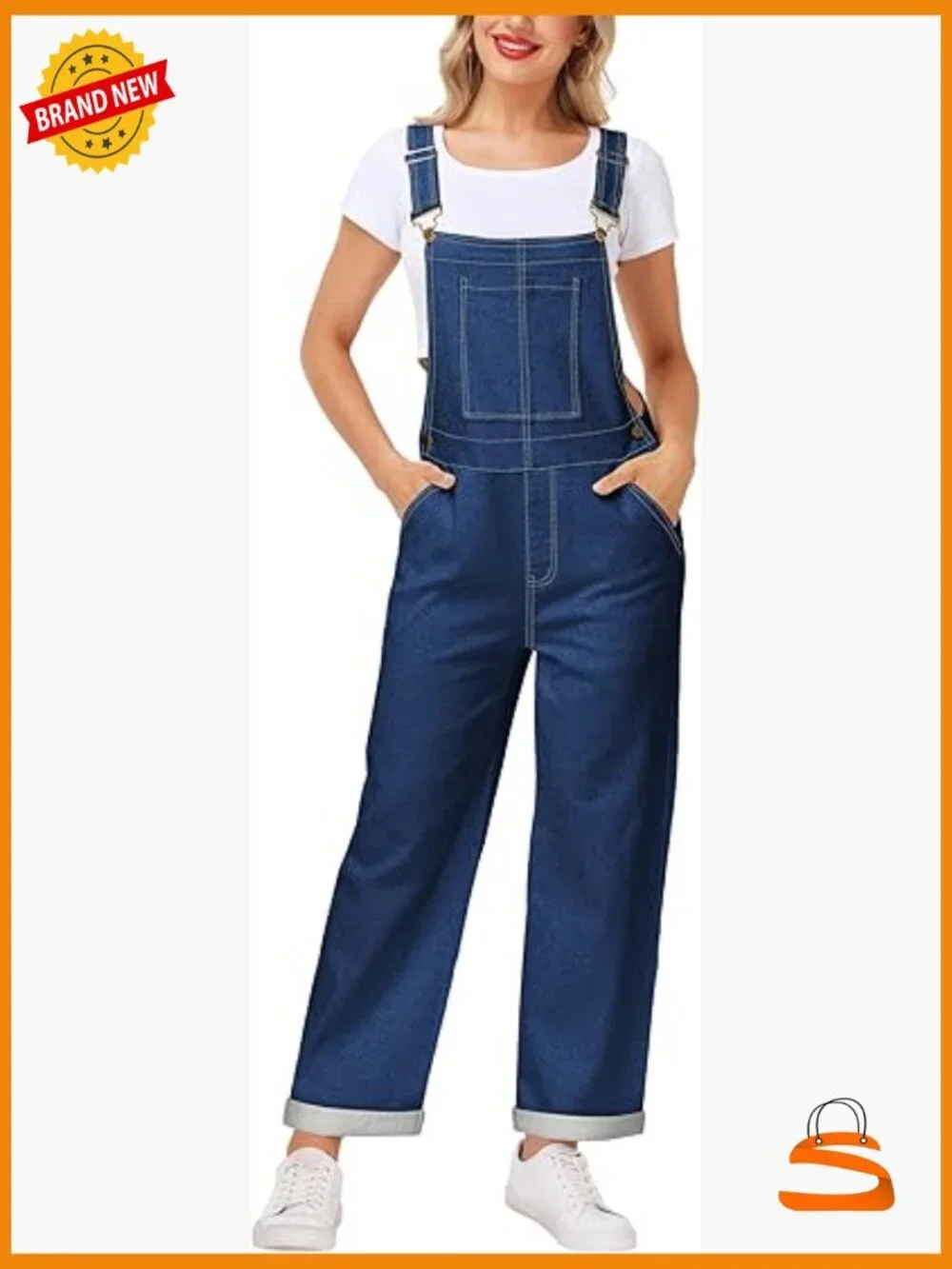 Stretch Denim Bib Overalls Casual Adjustable Strap Jean Jumpsuit